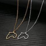 Africa Map Stainless Steel Choker Necklace for Women Girls