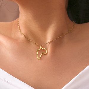 Africa Map Stainless Steel Choker Necklace for Women Girls
