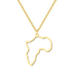 Africa Map Stainless Steel Choker Necklace for Women Girls