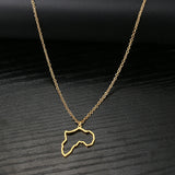 Africa Map Stainless Steel Choker Necklace for Women Girls