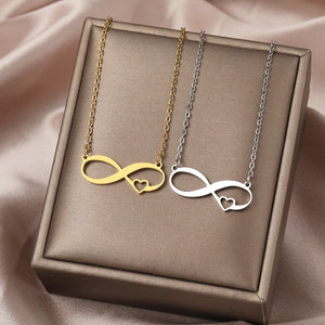 Infinity Symbol Sweet Heart Stainless Steel Necklace Choker