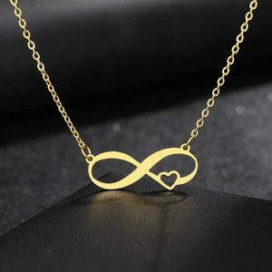Infinity Symbol Sweet Heart Stainless Steel Necklace Choker