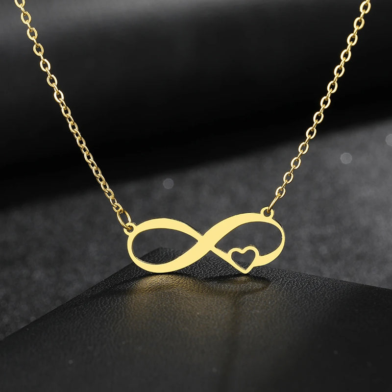 Infinity Symbol Sweet Heart Stainless Steel Necklace Choker