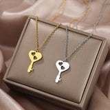 Stainless Steel Two Hearts Pendant Necklace Choker