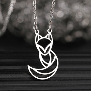 Fox Animal Charms Pendant Choker Necklace Stainless Steel Women Jewelry