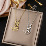 Fox Animal Charms Pendant Choker Necklace Stainless Steel Women Jewelry