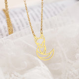 Fox Animal Charms Pendant Choker Necklace Stainless Steel Women Jewelry
