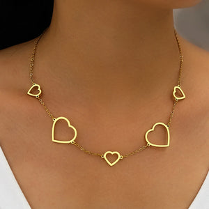 Heart Pendant Stainless Steel Choker Necklace for Women