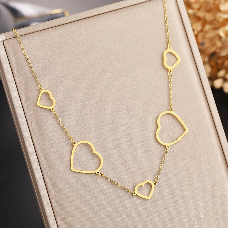 Heart Pendant Stainless Steel Choker Necklace for Women