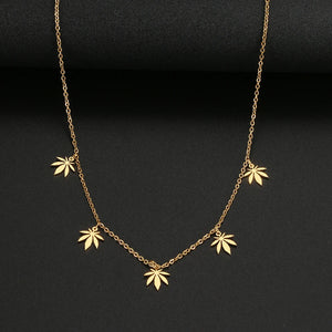 Stainless Steel Maple Leaf Pendant Necklace for Women