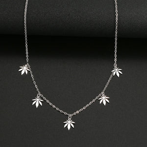 Stainless Steel Maple Leaf Pendant Necklace for Women