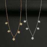 Stainless Steel Maple Leaf Pendant Necklace for Women