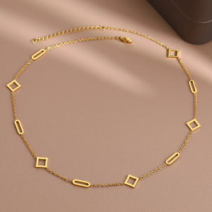 Minimalist Geometric Square Paper Clip Necklace for Women