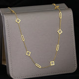 Minimalist Geometric Square Paper Clip Necklace for Women