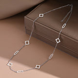 Minimalist Geometric Square Paper Clip Necklace for Women
