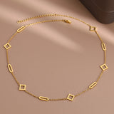 Minimalist Geometric Square Paper Clip Necklace for Women