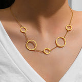 Stainless Steel Multi-Accessory Circle Pendant Choker Chain