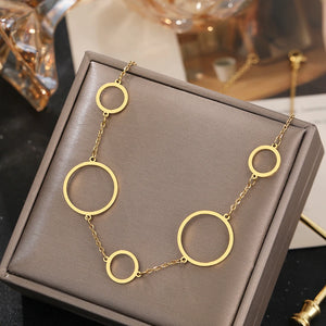 Stainless Steel Multi-Accessory Circle Pendant Choker Chain