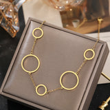 Stainless Steel Multi-Accessory Circle Pendant Choker Chain