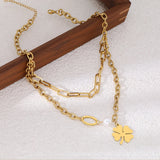 Stainless Steel Multilayer Paperclip Chains Necklace Gothic Kpop Pendant Jewelry