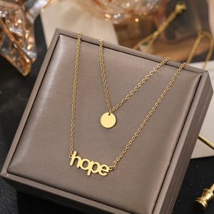 Hope Pendant Multilayer Choker Necklace for Women