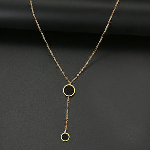 Stainless Steel Round Pendant Necklace for Women