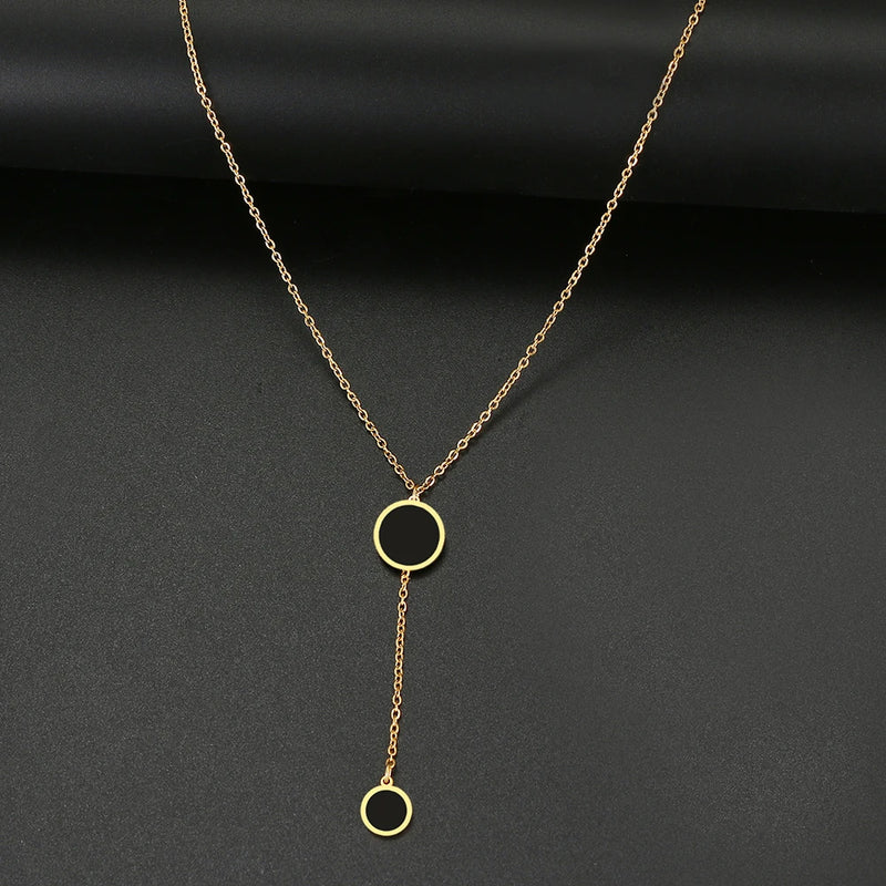 Stainless Steel Round Pendant Necklace for Women