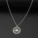 Sunset Waves Pendant Choker Chain Sun Necklace For Women