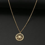 Sunset Waves Pendant Choker Chain Sun Necklace For Women