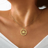 Sunset Waves Pendant Choker Chain Sun Necklace For Women