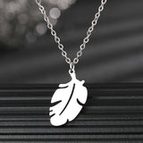 Stainless Steel Fat Feather Boho Pendant Choker Necklace