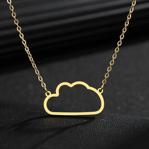 Stainless Steel Hollow Line Cloud Pendant Choker Necklace for Women