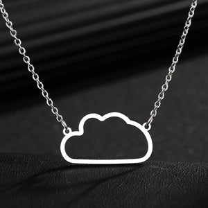 Stainless Steel Hollow Line Cloud Pendant Choker Necklace for Women