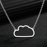 Stainless Steel Hollow Line Cloud Pendant Choker Necklace for Women