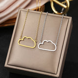 Stainless Steel Hollow Line Cloud Pendant Choker Necklace for Women
