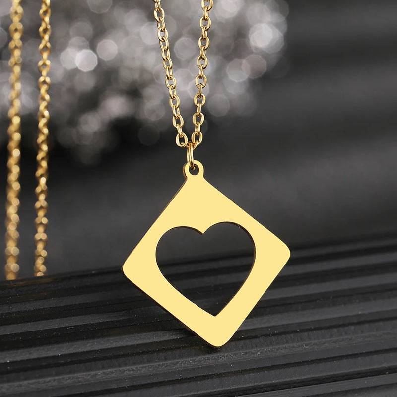 Stainless Steel Heart Pendant Choker Necklace Wedding