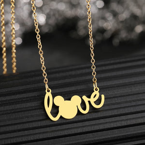 Cartoon Mouse Love Pendant Choker Necklace for Women