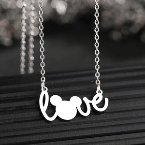 Cartoon Mouse Love Pendant Choker Necklace for Women