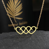 Sweet Three Hearts Pendants Chain Choker Necklace For Women