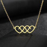 Sweet Three Hearts Pendants Chain Choker Necklace For Women