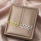 Sweet Three Hearts Pendants Chain Choker Necklace For Women