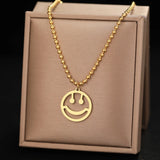 Smiley Heart Pendant Chain Choker Necklace for Women