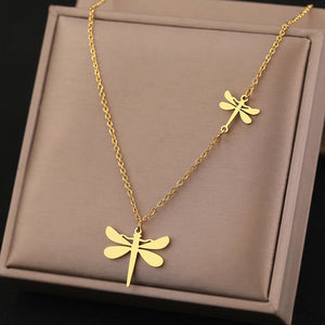 Vintage Insect Butterfly & Dragonfly Pendant Charm Necklace for Women