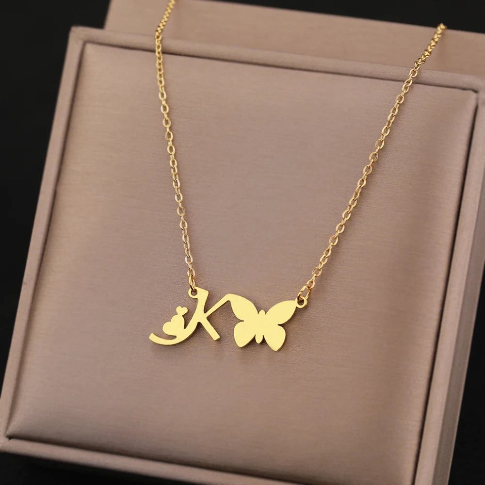 Vintage Insect Butterfly & Dragonfly Pendant Charm Necklace for Women