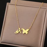 Vintage Insect Butterfly & Dragonfly Pendant Charm Necklace for Women