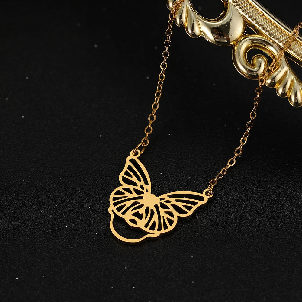 Vintage Insect Butterfly & Dragonfly Pendant Charm Necklace for Women