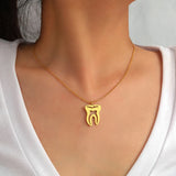Stainless Steel Teeth Pendant Necklace Choker for Women
