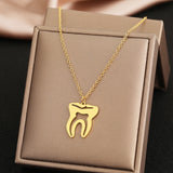 Stainless Steel Teeth Pendant Necklace Choker for Women