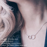 Stainless Steel Double Circle Pendant Necklace for Women