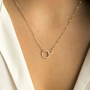 Stainless Steel Double Circle Pendant Necklace for Women